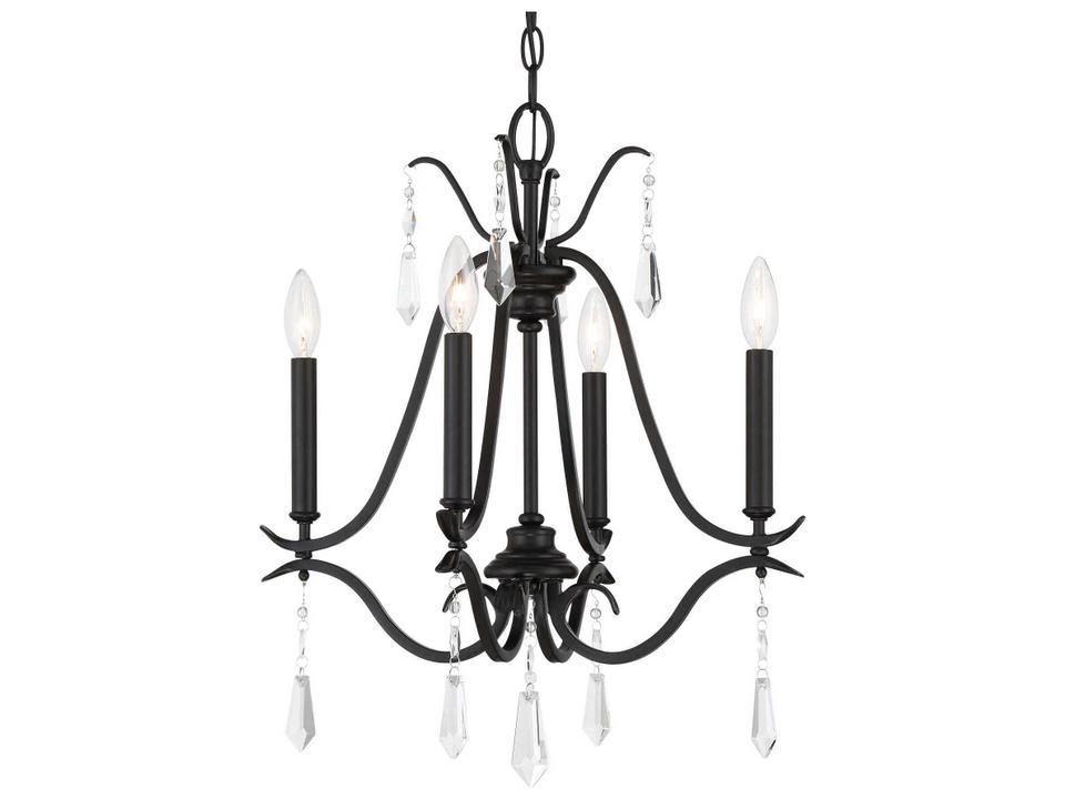 4-Light Laurel Estate Crystal Chandelier in Coal Black