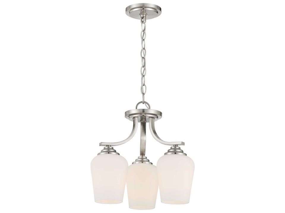 Shyloh 3-Light Brushed Nickel Glass Bell Chandelier