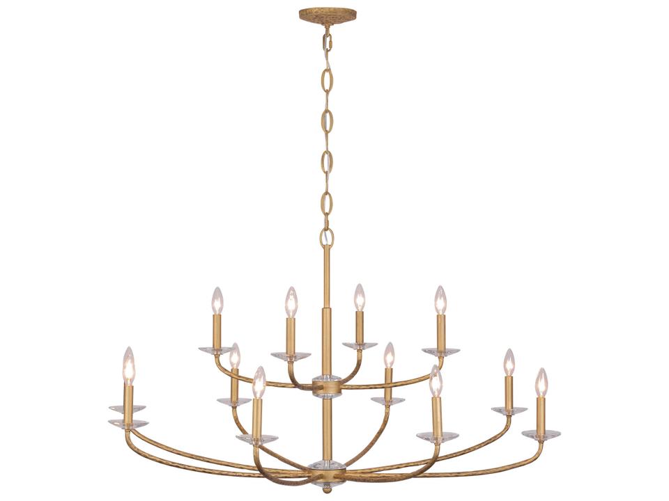 Atella 12-Light Chandelier with Clear Crystal Accents in Ashen Gold