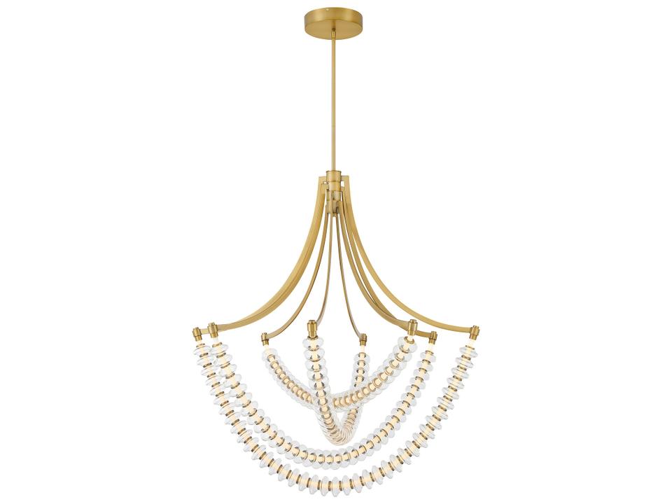 Pearl LED Linear Tiered Chandelier in Legacy Brass