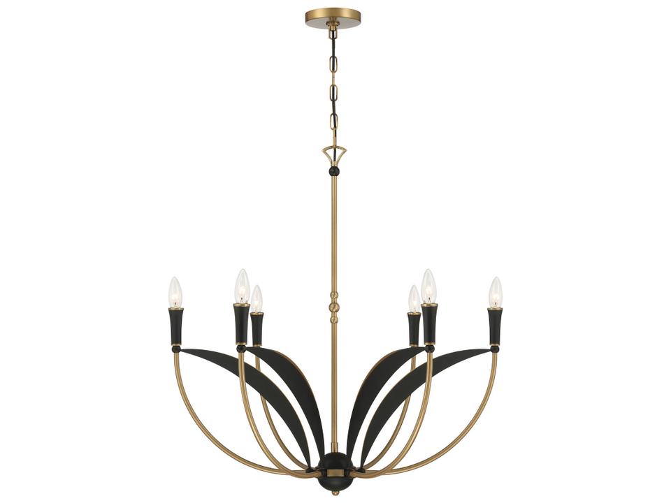 6-Light Miller Chandelier in Legacy Brass and Sand Coal