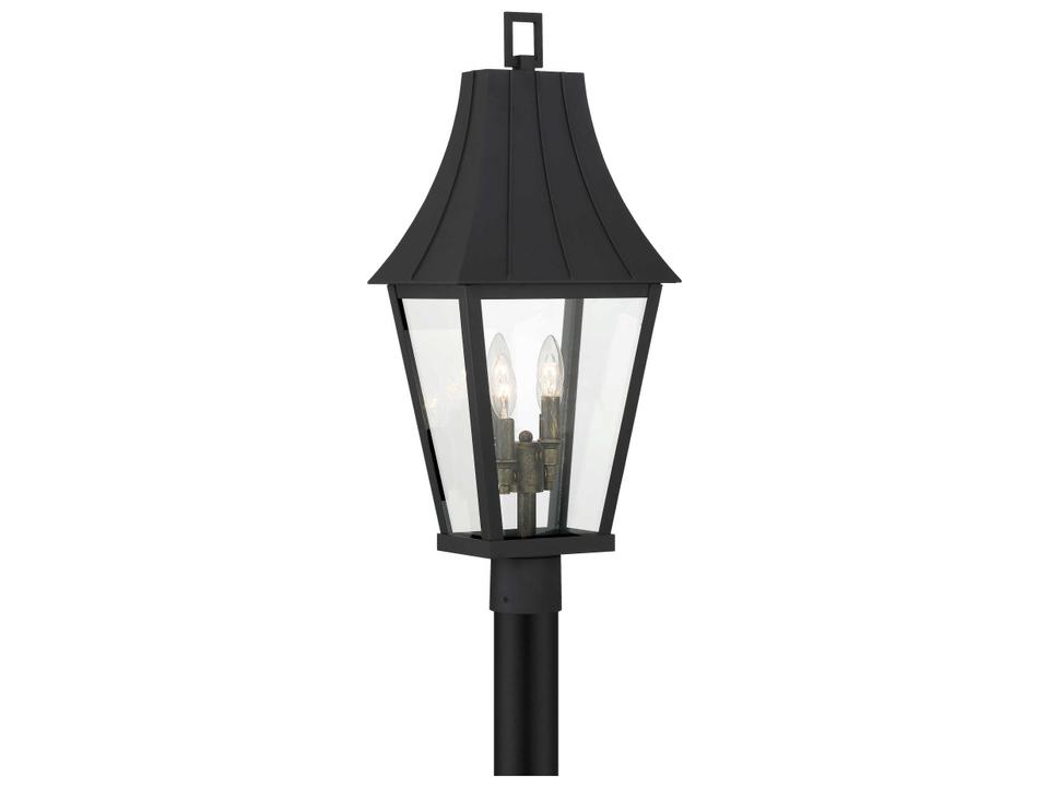 4-Light Chateau Grande Outdoor Post Light in Coal with Gold