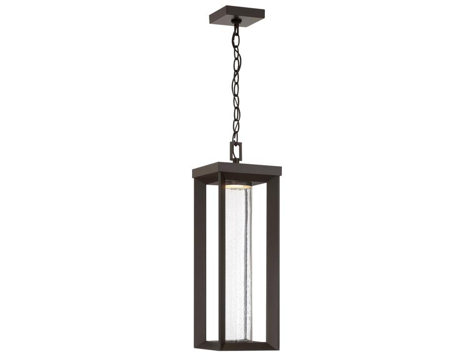 Shore Pointe 1-Light Outdoor Hanging Light in Oil Rubbed Bronze with Clear Seeded Glass