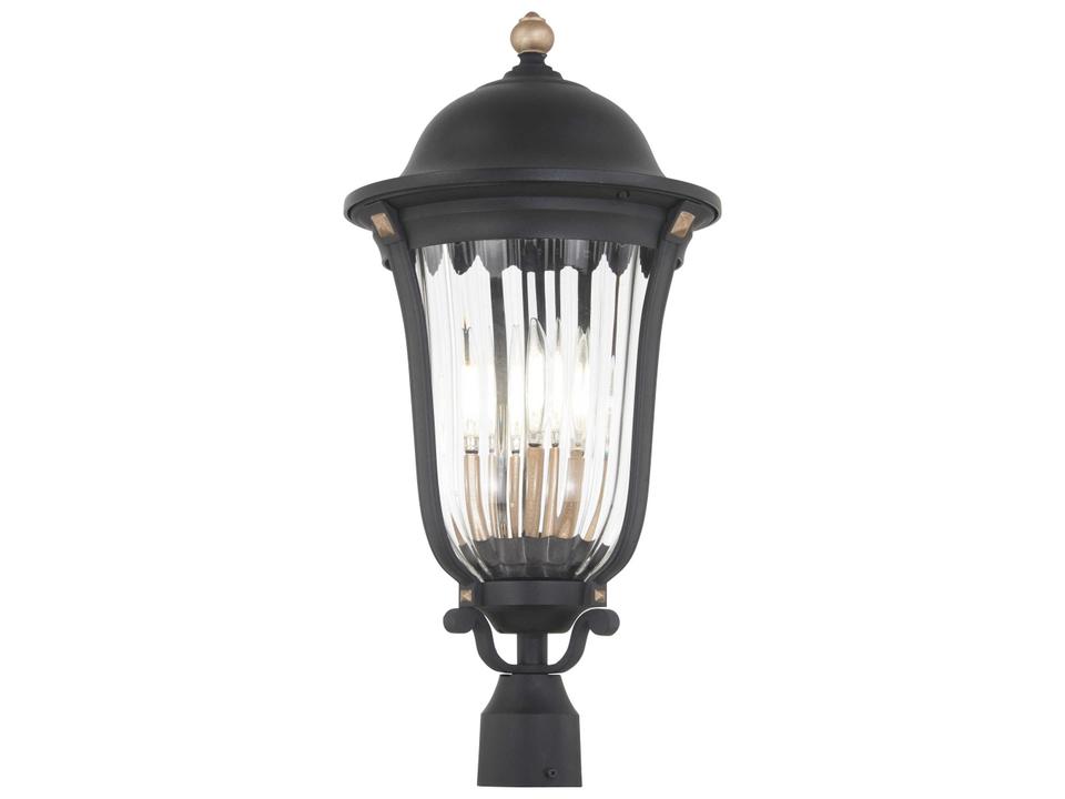 Peale Street 4-Light Outdoor Post Light in Sand Coal and Vermeil Gold