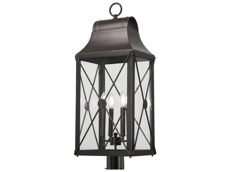 De Luz 4-Light Outdoor Post Light in Oil Rubbed Bronze Gold