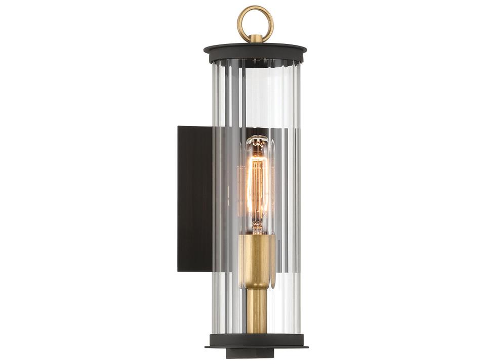 Cara 1-Light Outdoor Wall Sconce in Legacy Brass and Dark Matte Black