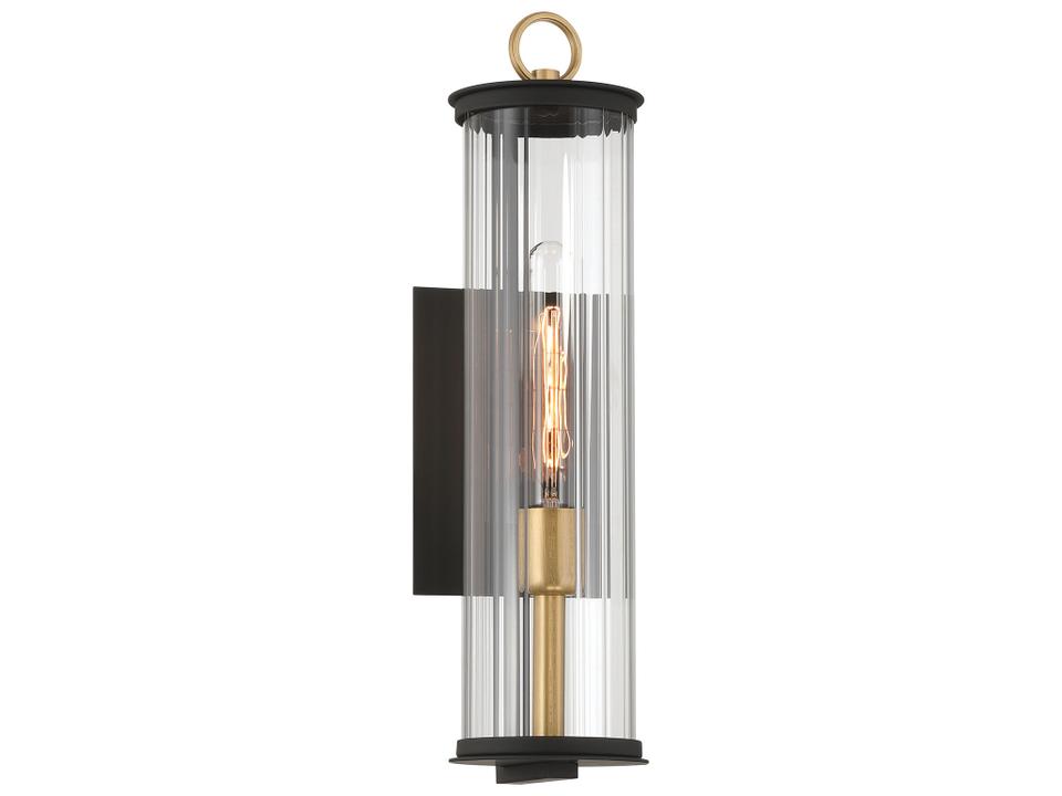 Cara 1-Light Outdoor Wall Sconce in Legacy Brass and Dark Matte Black
