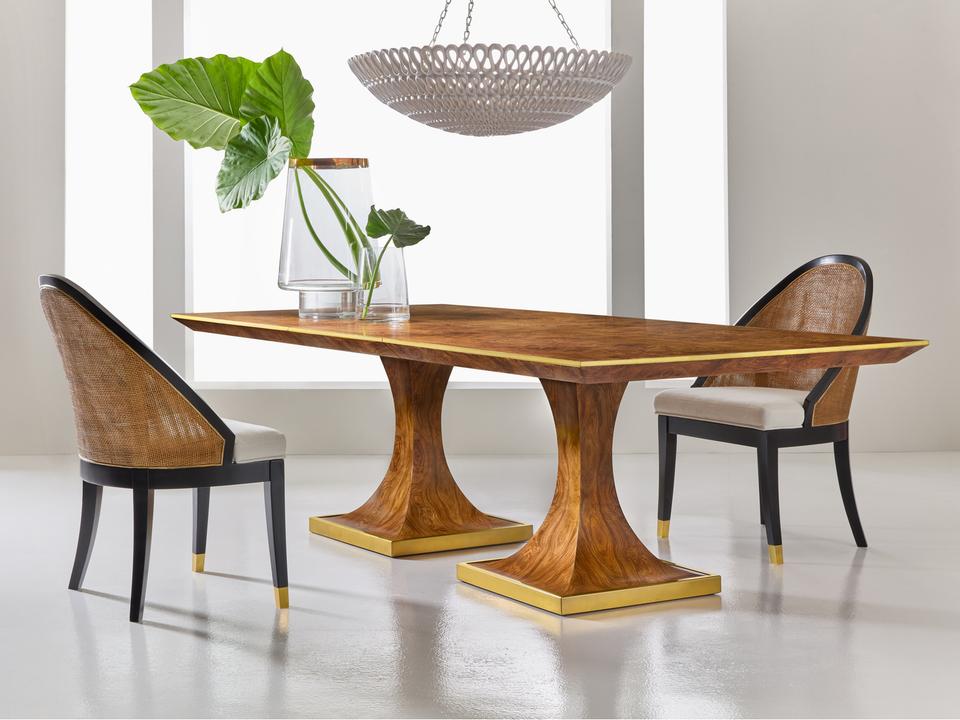Burl Walnut Wood Dining Room Set