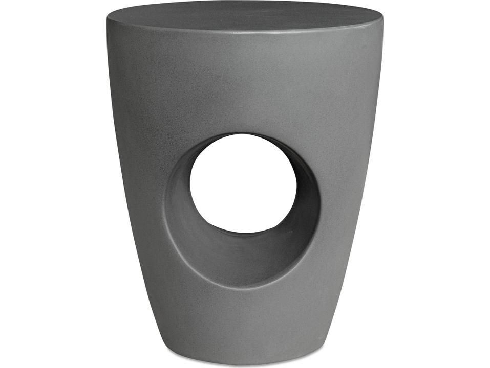 Aylard Round Concrete Fiber Mix Stool End Table in Dark Grey