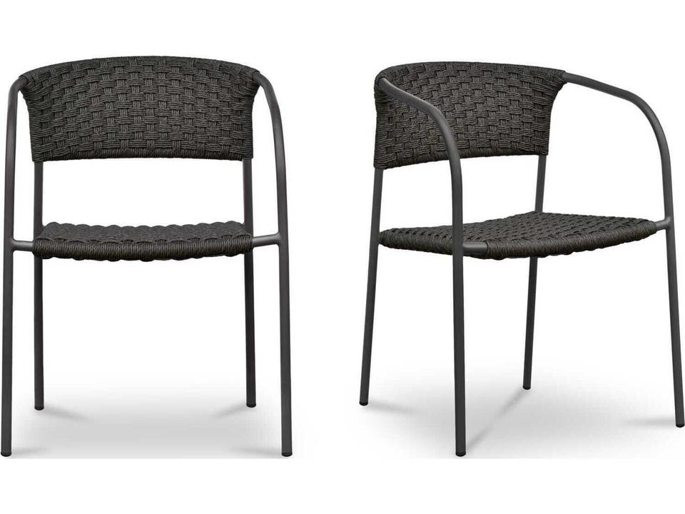 Zola Brown Steel Wicker Dining Chair Set of 2