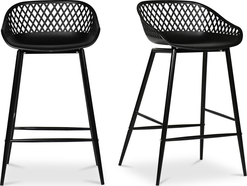 Black Recycled Plastic Steel Counter Stool - Set of Two