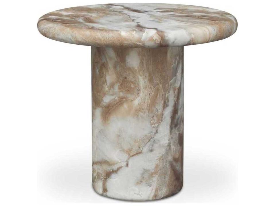 Frida 22-Inch Round Concrete End Table in Brown