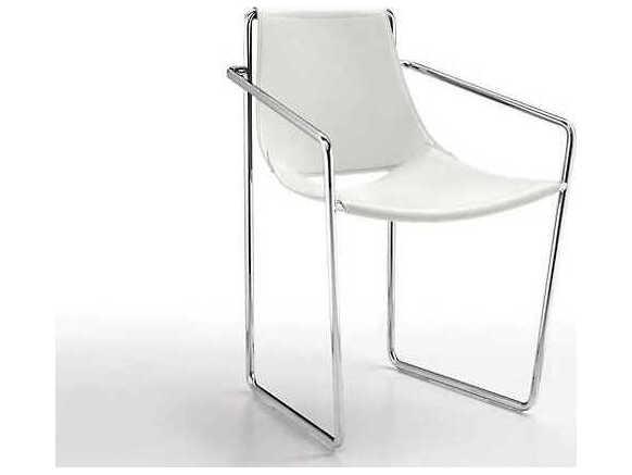 Apelle White Leather Arm Dining Chair