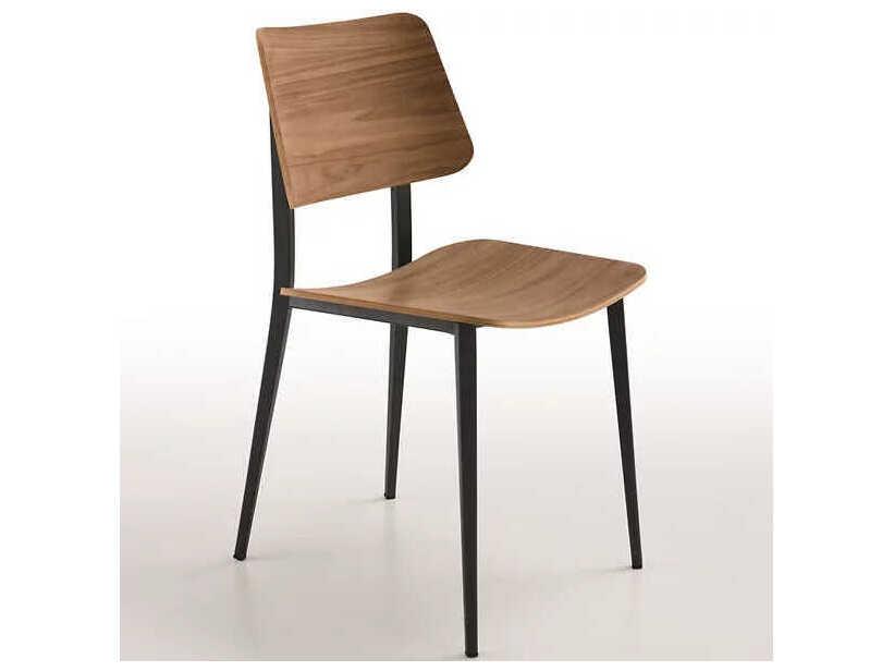 Joe Walnut Wood Black Armless Dining Chair