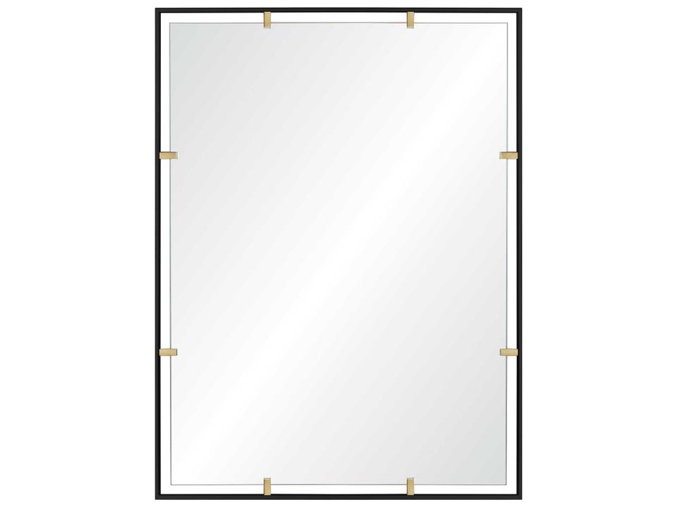 Satin Brass Rectangular Wall Mirror Modern Contemporary