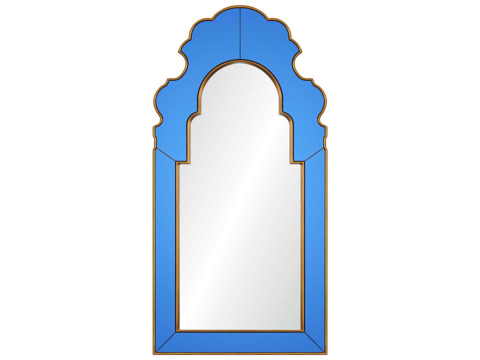 Bunny Williams Gold Speckle Blue Sapphire Wall Mirror