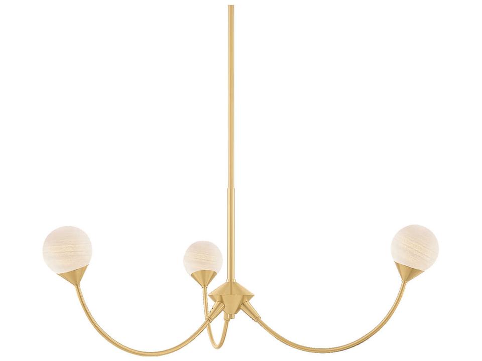 Natasha 3-Light Aged Brass Globe Chandelier