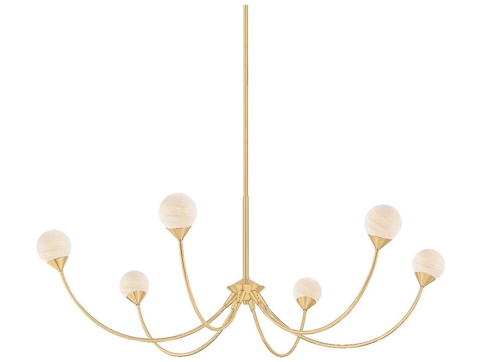 Natasha 6-Light Aged Brass Globe Chandelier