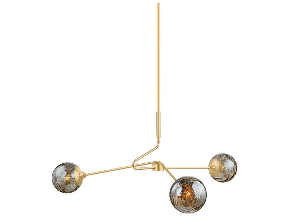 Nyla 3-Light Aged Brass Chandelier with Smoke Glass Shades
