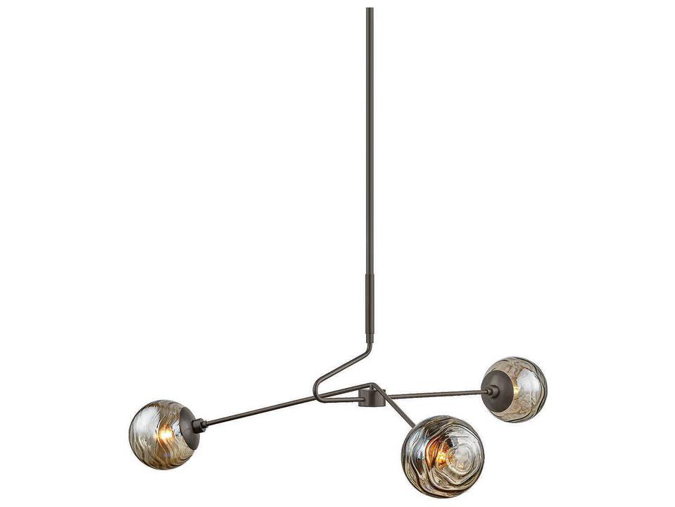 Nyla 3-Light Globe Chandelier in True Bronze with Smoke Glass