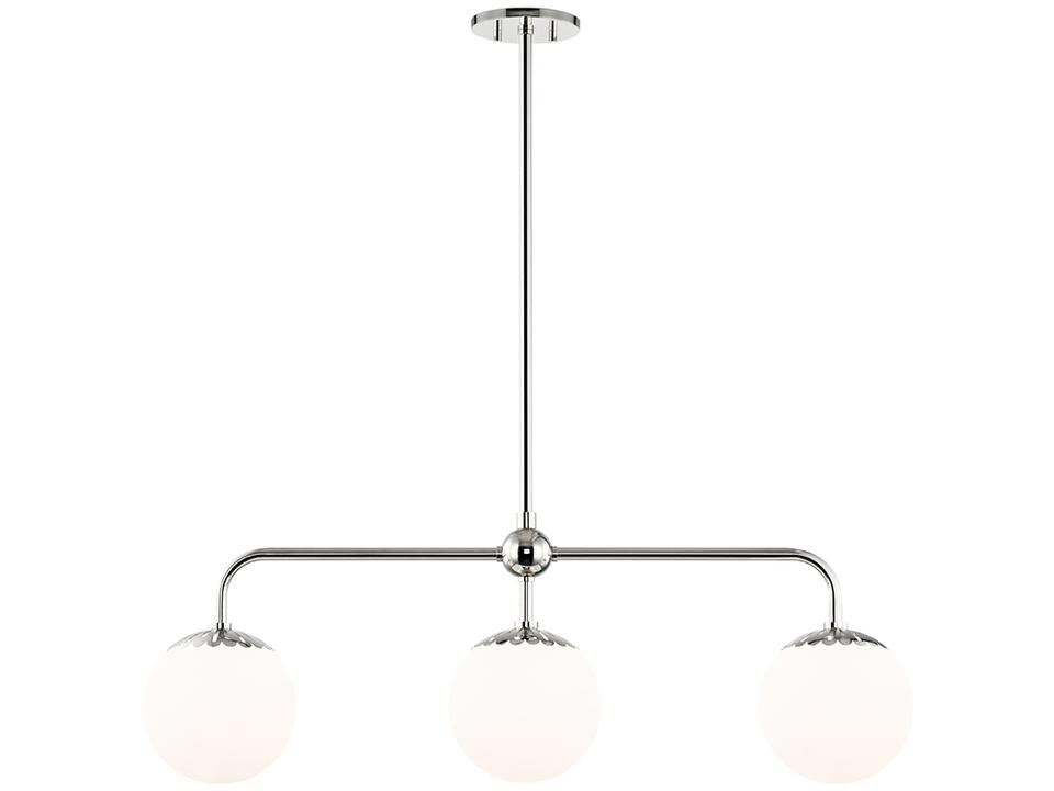 Paige 3-Light Polished Nickel Glass Globe Linear Island Pendant