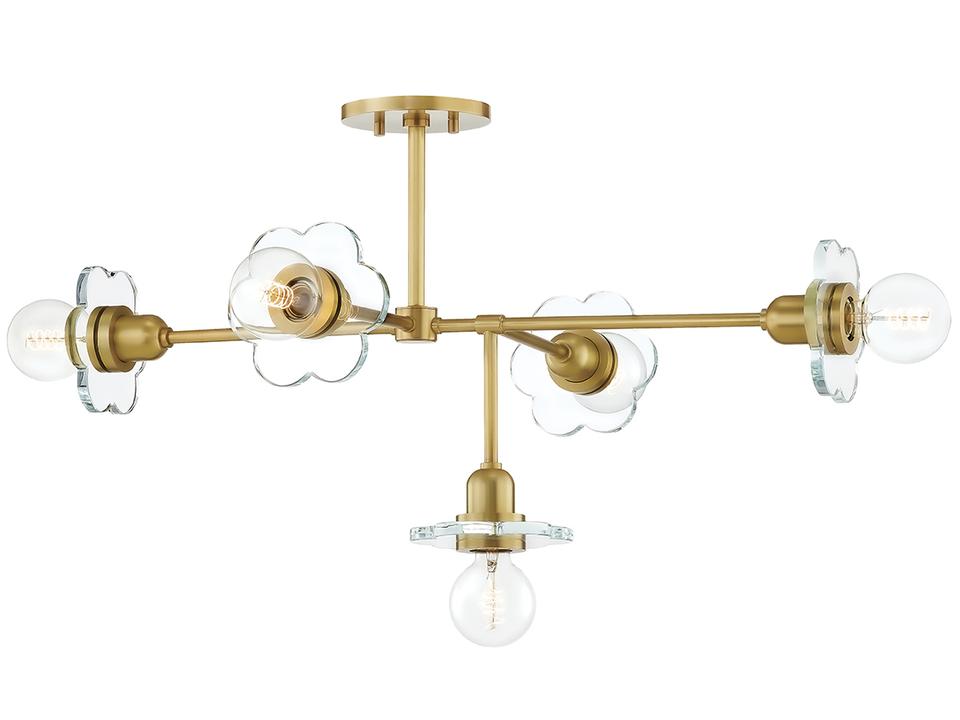 Alexa 5-Light Aged Brass Crystal Chandelier