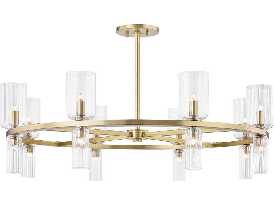 Tabitha 16-Light6-Light Aged Brass Glass Cylinder Geometric Chandelier