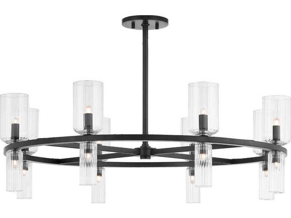 Tabitha 16-Light6-Light Soft Black Glass Cylinder Geometric Chandelier