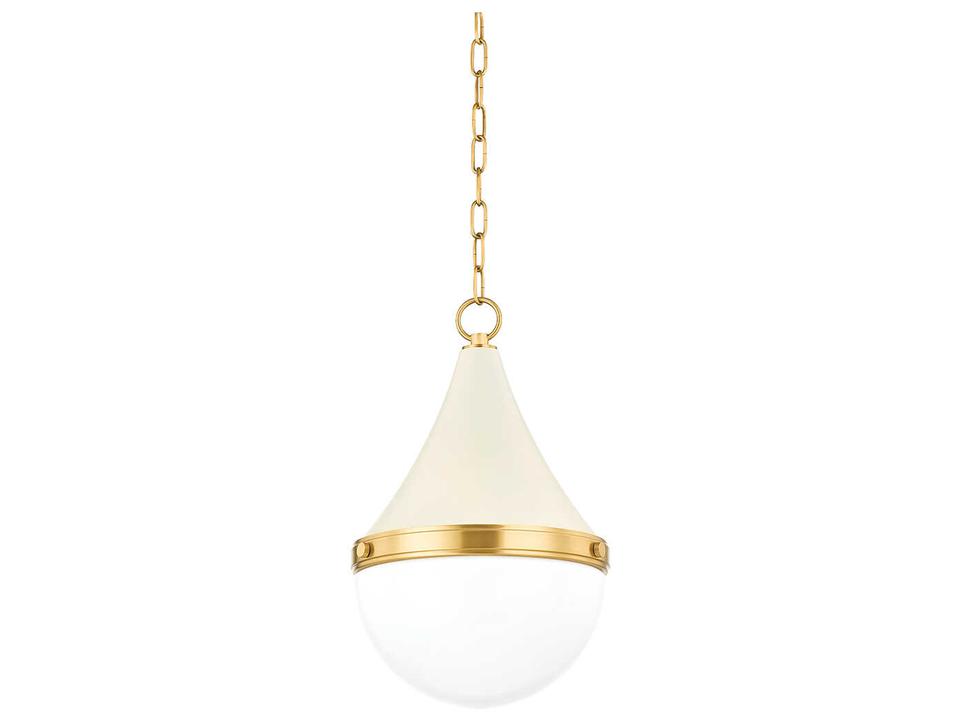 Ciara Pendant Light Aged Brass Soft Cream Modern