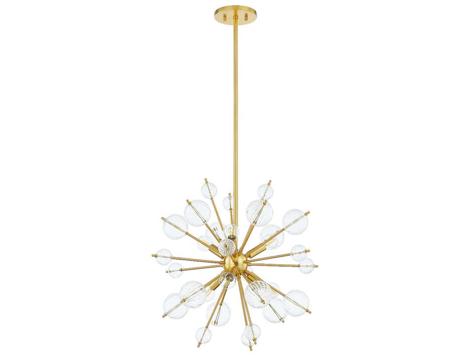 Linnea 6-Light Aged Brass Glass Candelabra Sputnik Chandelier
