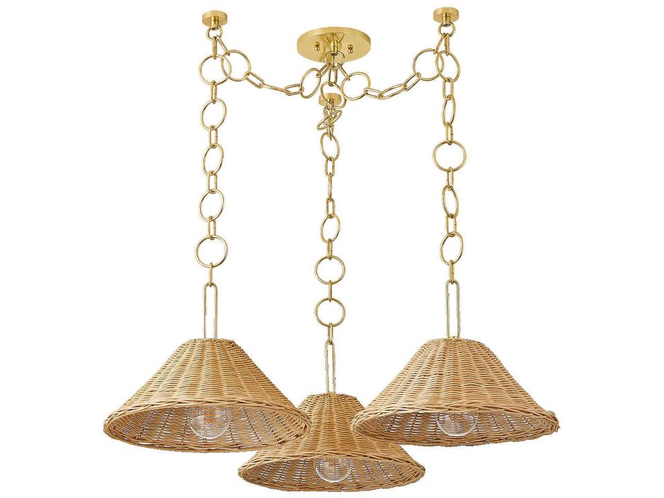 Dalia 3-Light Aged Brass Brown Chandelier