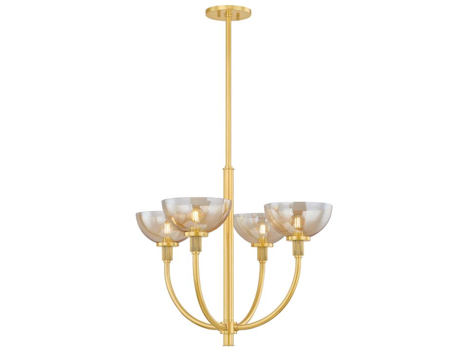 Eva 4-Light Aged Brass Bowl Candelabra Chandelier