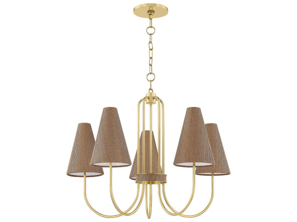 Jessel 5-Light Aged Brass Candelabra Chandelier