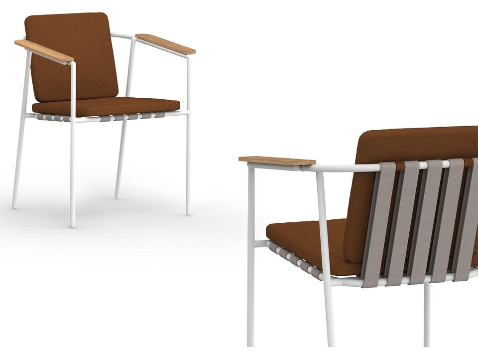 Albatross Marine Grade 316 Stainless Steel Dining Arm Chair with Teak Arms