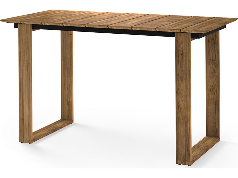 Big Daddy Teak Rectangular Slat Outdoor Bar Table