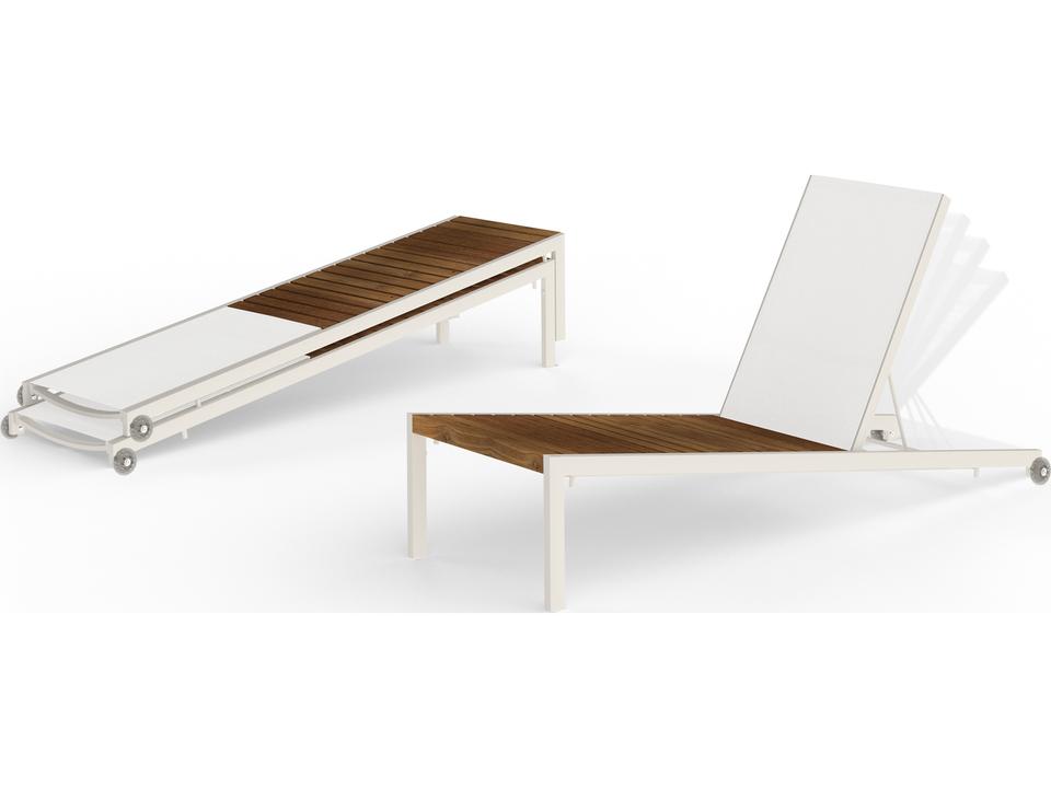 Bondi Sling Chaise Lounge in Aluminum and Teak