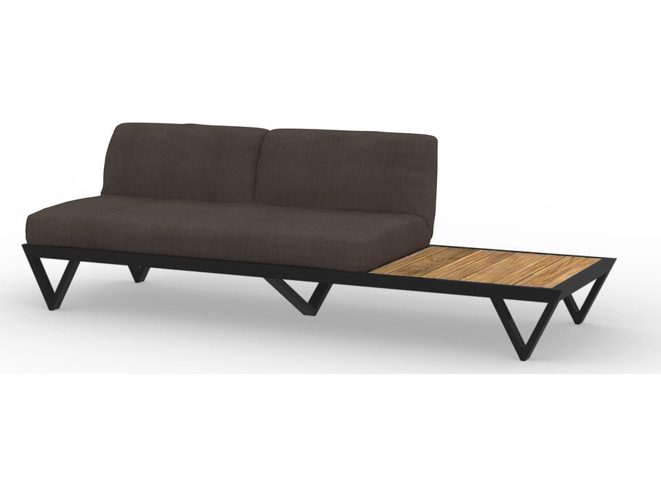 Bondi Belle Aluminum Sectional Outdoor Loveseat with Teak Table