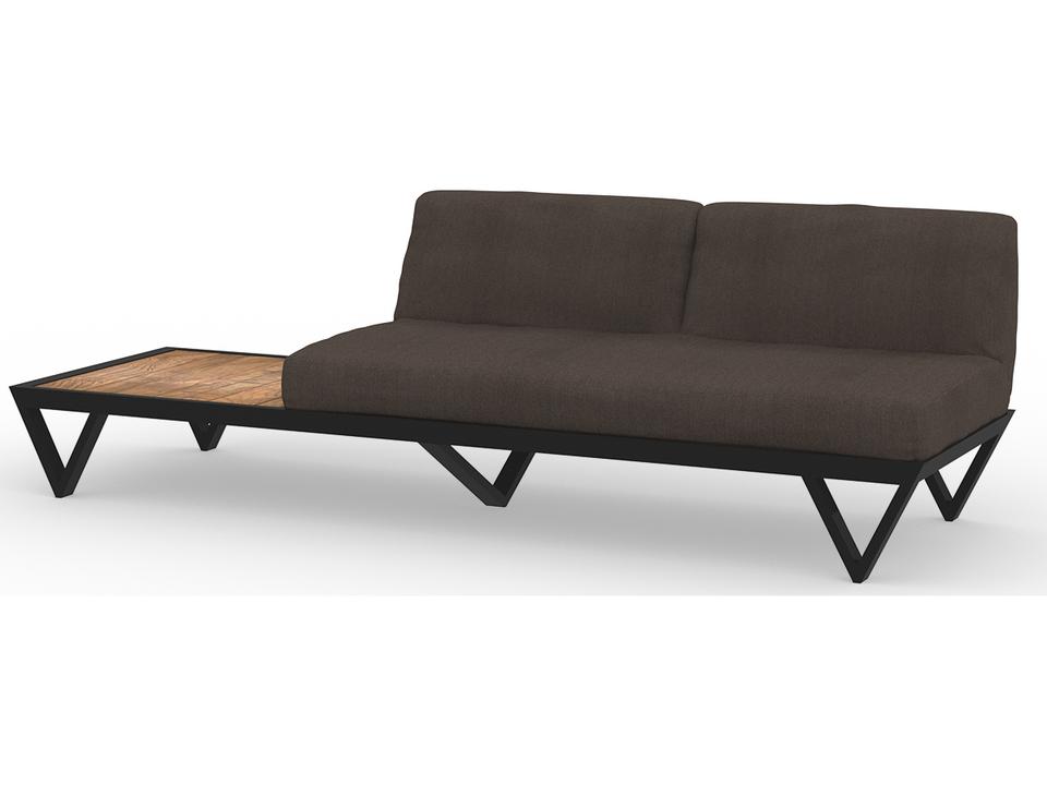 Bondi Belle Aluminum Outdoor Sectional Loveseat with Teak Table