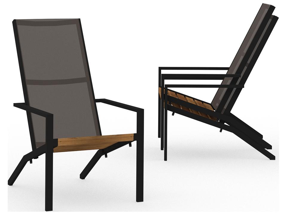 Bondi Sling Aluminum Teak Tall Adirondack Chair