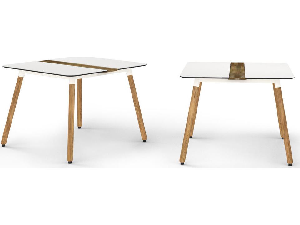 Daisy Square Dining Table with HPL and Recycled Teak Legs and Umbrella Hole