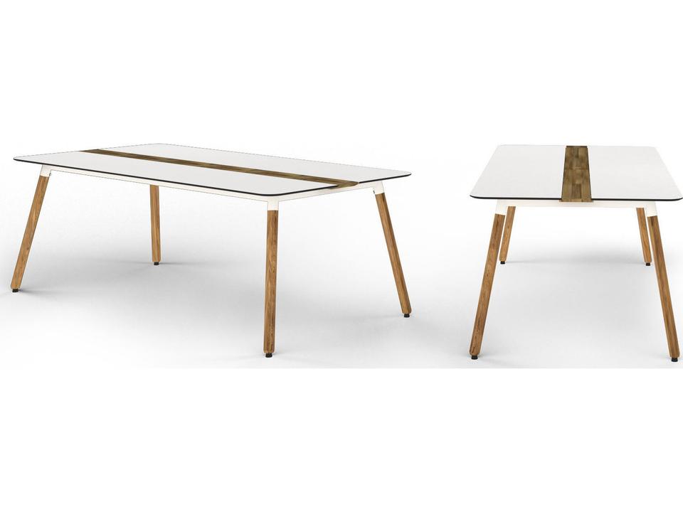 Daisy 87 Inch Rectangular Dining Table with HPL Top and Teak Legs