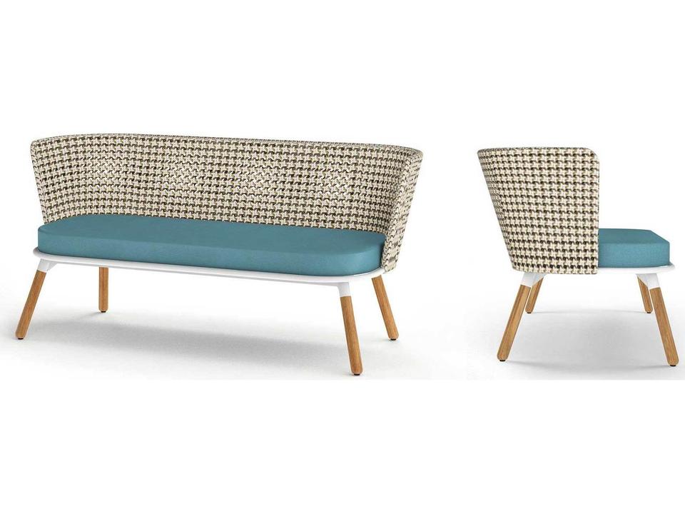MamaGreen Daisy Mae Teak Wicker Patio Loveseat