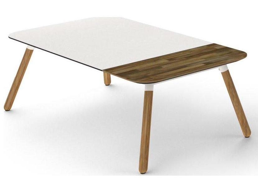 Daisy Rectangular Aluminum Teak HPL Outdoor Chat Table