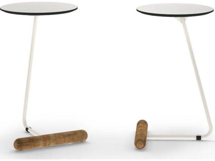 Daisy 12-Inch Round End Table with HPL Top and Recycled Teak Legs