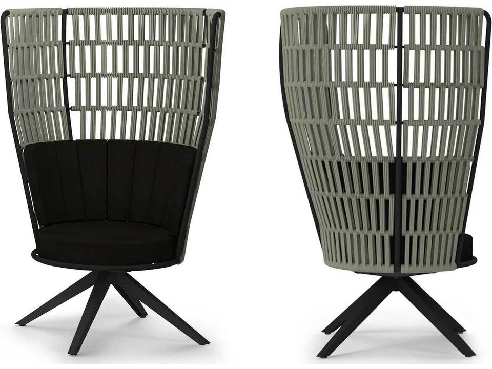 MamaGreen Daisy Rae Aluminum Rope High Back Swivel Outdoor Patio Lounge Chair