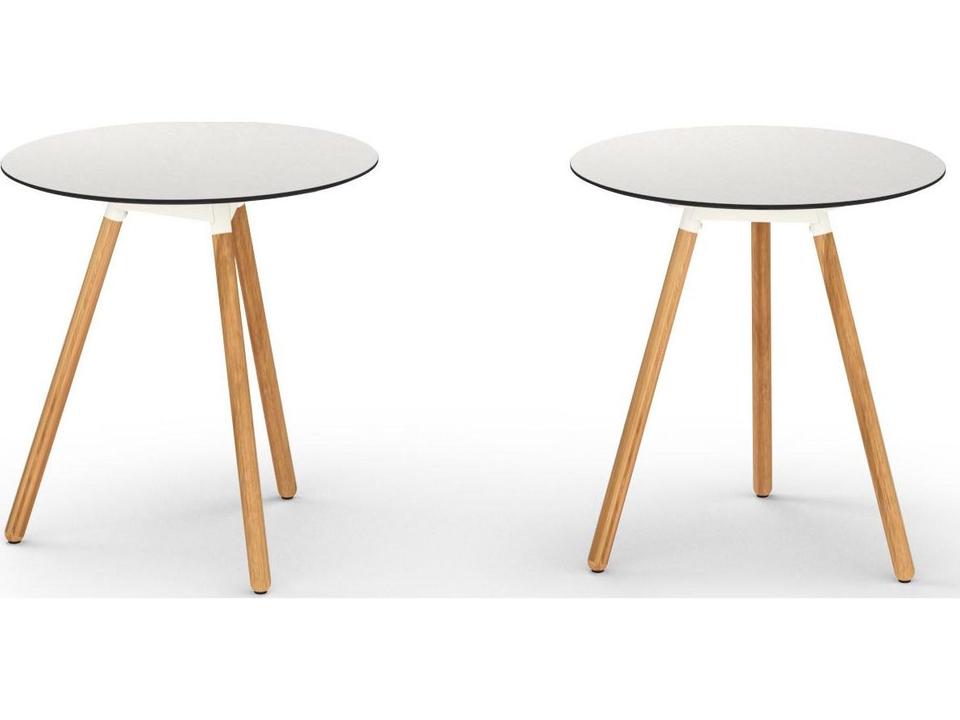 Daisy Round HPL Top Patio Counter Table with Aluminum and Teak
