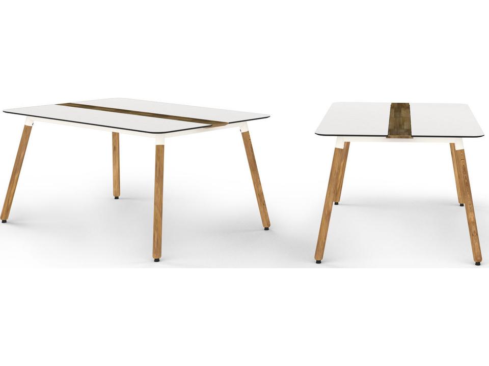 Daisy 63-Inch Rectangular Aluminum Teak HPL Dining Table
