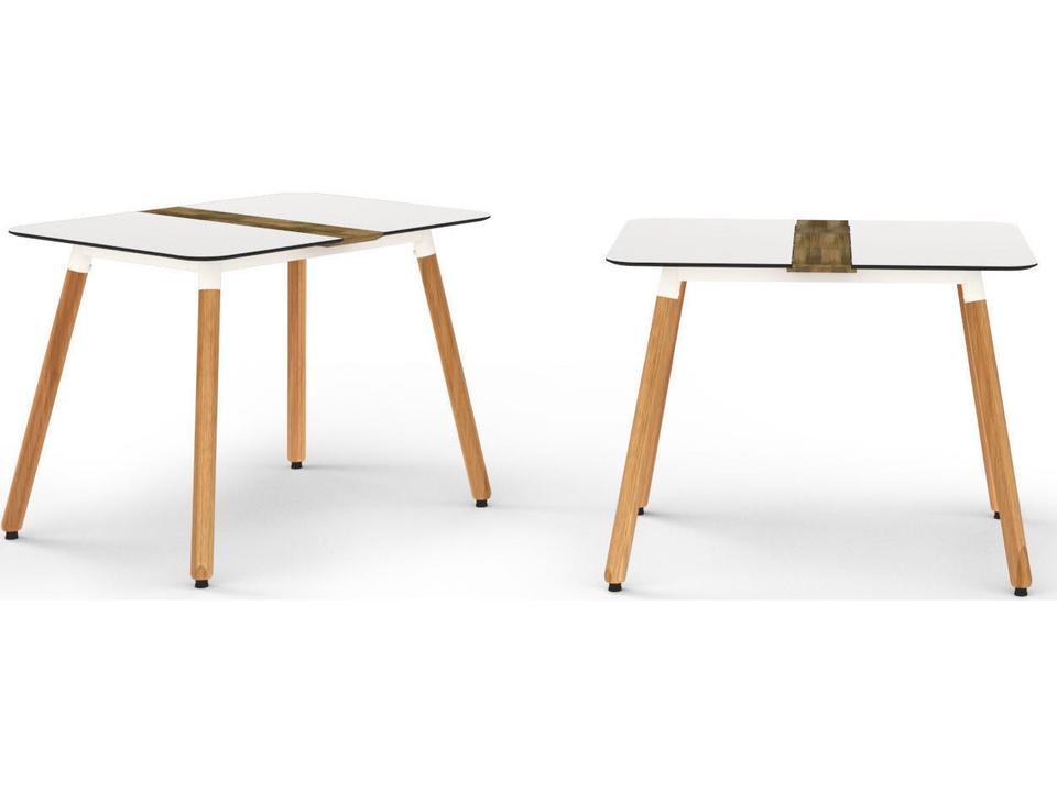 Daisy 39.5-Inch Rectangular HPL Top Dining Table with Recycled Teak Legs