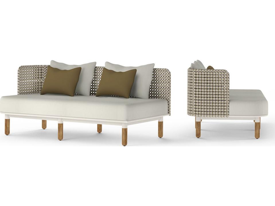 MamaGreen Daisy Mae Deep Seating Teak Wicker Right Hand Outdoor Patio Loveseat