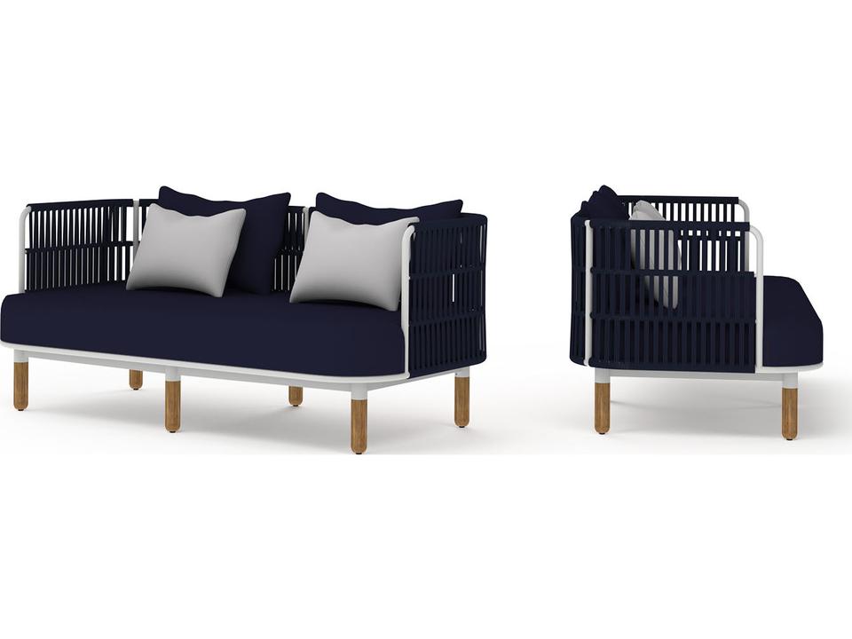 MamaGreen Daisy Rae Deep Seating Teak Rope Patio Loveseat